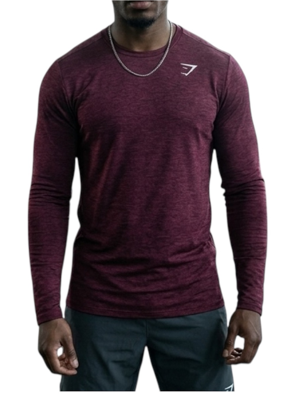 Gymshark Arrival Marl Long Sleeve T-Shirt Burgundy Athletic Slim Fit Men's Large